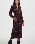 Dottie Maxi Shirt Dress in Black with Jungle Panther Pattern