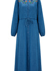 Ivana Midi Shirt Dress Mid Blue with Autumn Floral