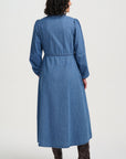 Ivana Midi Shirt Dress Mid Blue with Autumn Floral