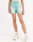 High Waisted Shorts in Aqua Blue