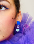 Ava Earrings in Cobalt Blue, Lilac and Duck Egg Green