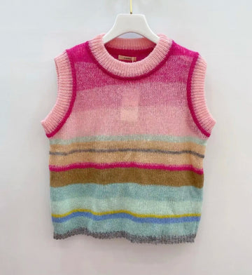Fuschia Vest with Stripes