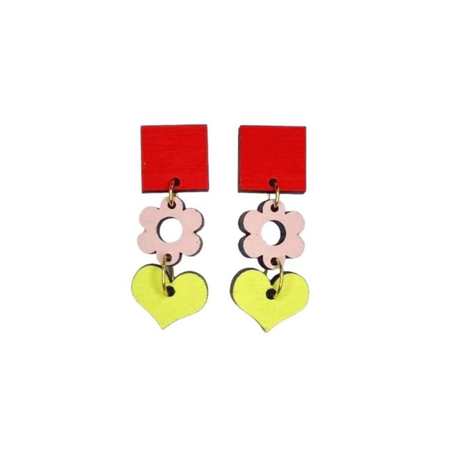 Ava Earrings in Red, Peach and Lemon
