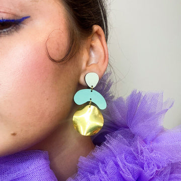 Megadrop Earrings in Sage and Duck Egg Blue