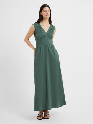 Sienna Crisp Cotton Maxi Dress in Tropical Green