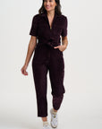 Meredith Boiler Suit in Dark Plum Chord