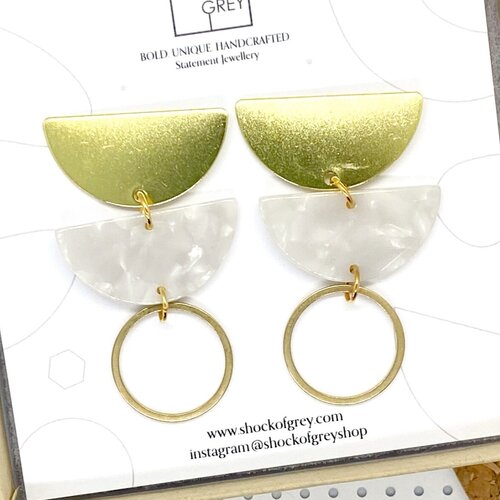Jenny Earrings Mother of Pearl and Brass