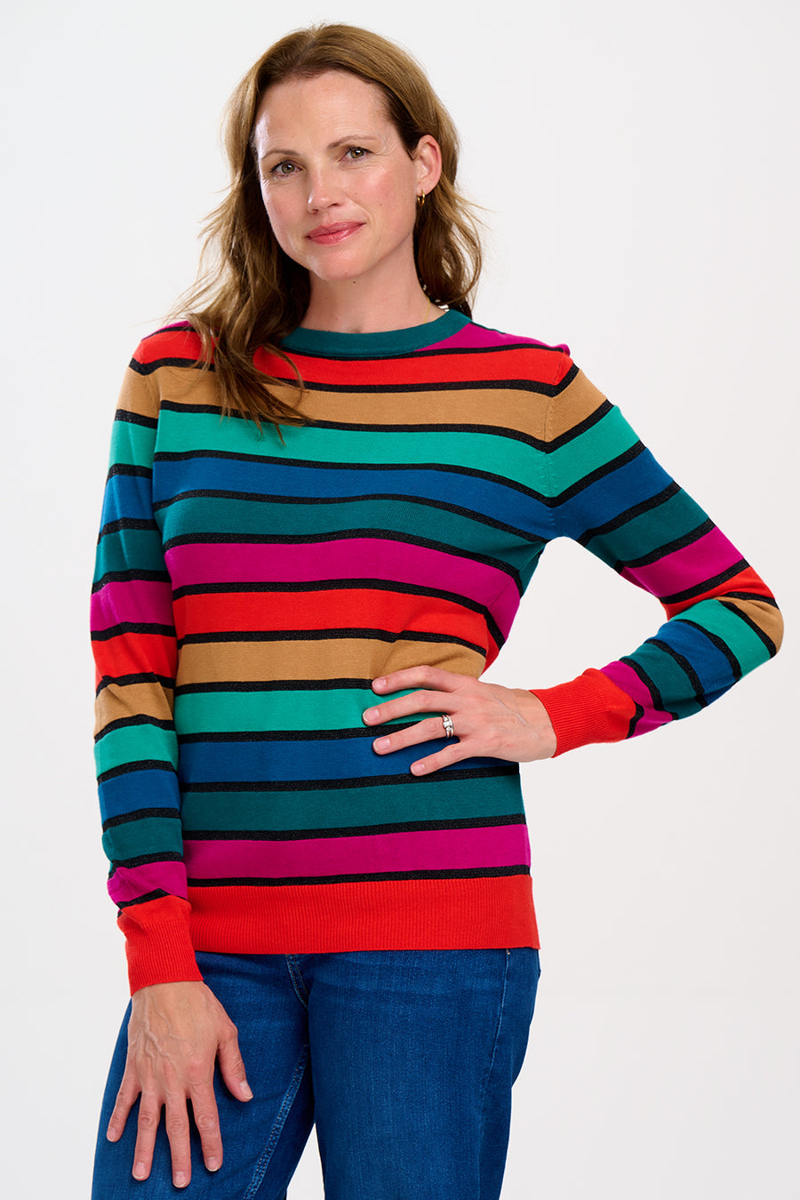 Astrid Jumper in Multi Rainbow Stripes