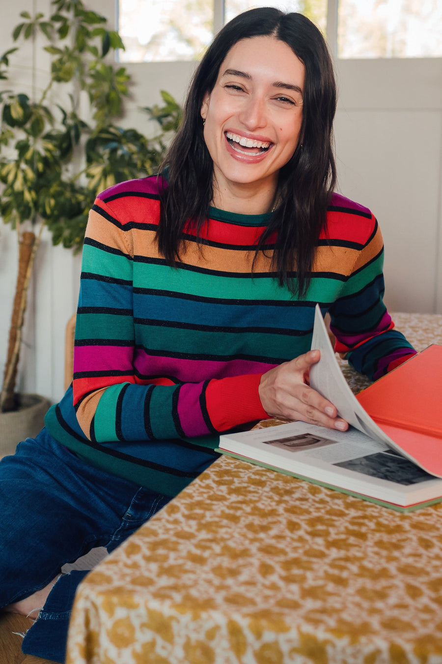 Astrid Jumper in Multi Rainbow Stripes