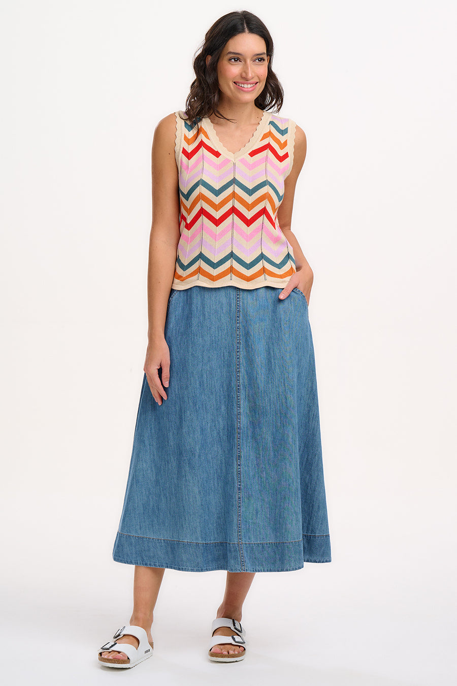 Orianna Skirt in Mid-Blue Denim