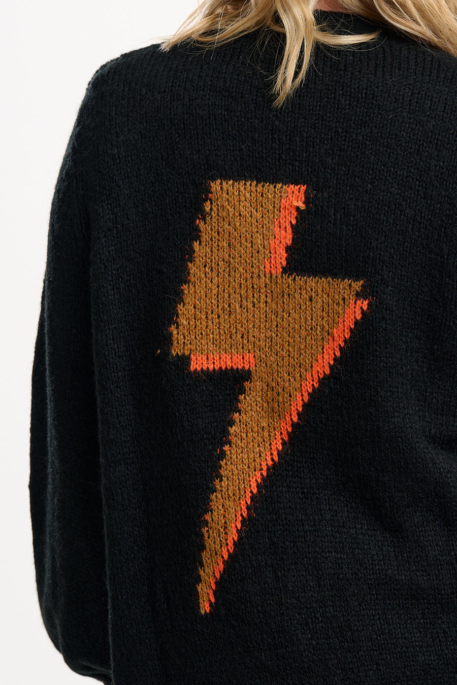 Yvette Cardigan in Black with Lightning Flash