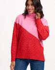 Winona Roll Neck Jumper in Pink | Red