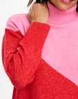 Winona Roll Neck Jumper in Pink | Red