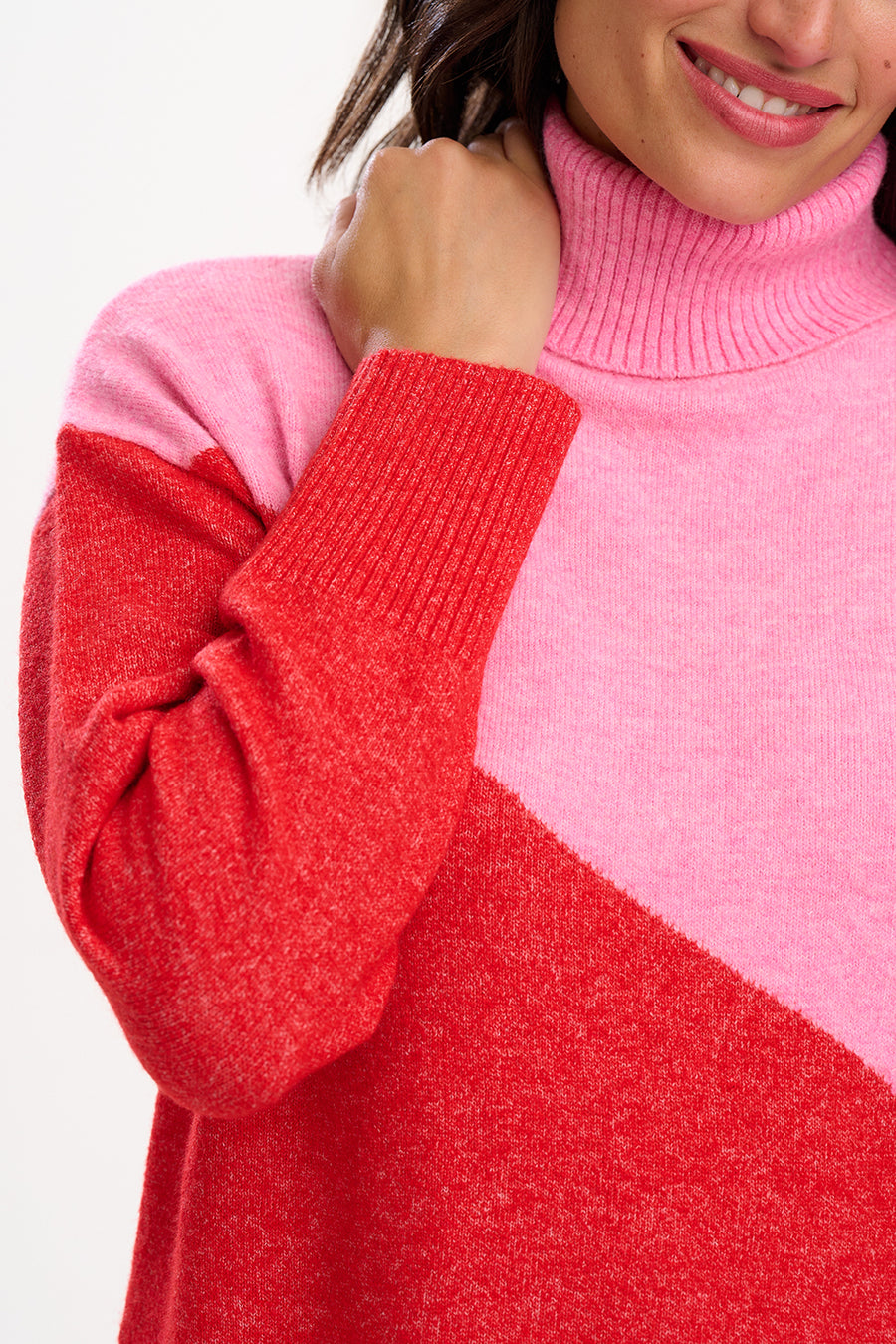 Winona Roll Neck Jumper in Pink | Red