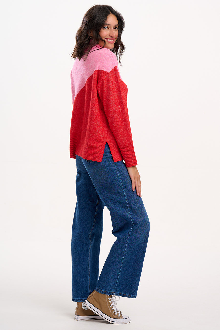 Winona Roll Neck Jumper in Pink | Red