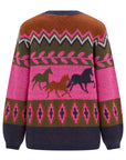 Yvette Cardigan in Multi Running Horses