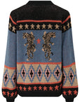 Yvette Cardigan in Black with Climbing Tiger Pattern