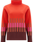 Serita Roll Neck Jumper in Orange Section Stripes