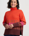 Serita Roll Neck Jumper in Orange Section Stripes