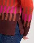 Serita Roll Neck Jumper in Orange Section Stripes