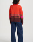 Serita Roll Neck Jumper in Orange Section Stripes