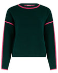 Rozalia Jumper in Jade with Pink Trim