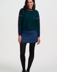 Rozalia Jumper in Jade with Pink Trim