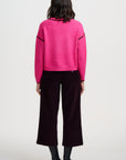 Rozalia Jumper in Hot Pink in Burgundy Trim