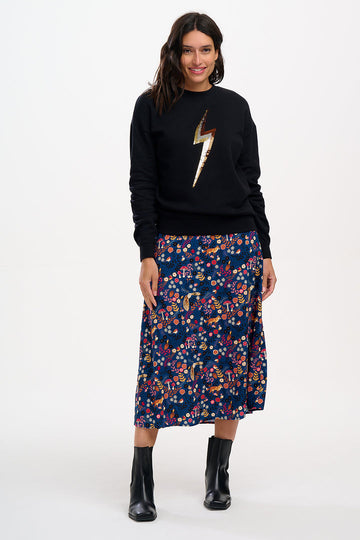 Zora Skirt in Navy, Midnight Woodland