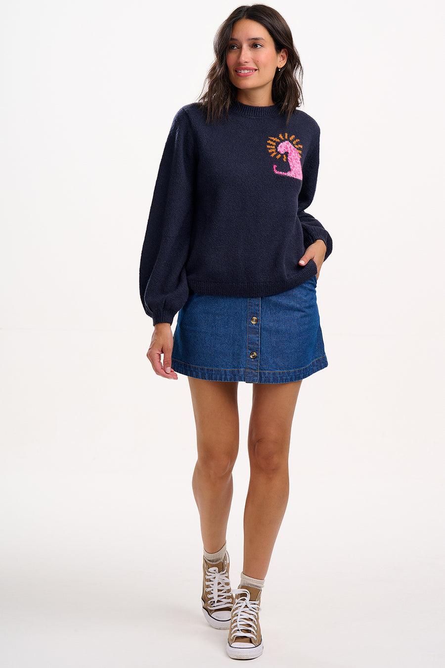 Trixie Mini Skirt in Deep Blue Denim