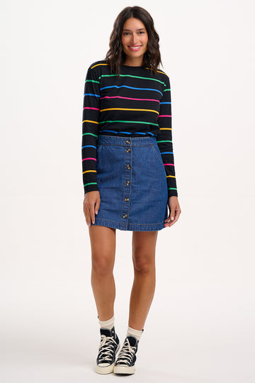 Trixie Mini Skirt in Deep Blue Denim