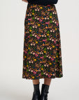 Jayda Jersey Skirt in Black with Forest Folklore Pattern