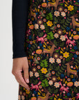 Jayda Jersey Skirt in Black with Forest Folklore Pattern