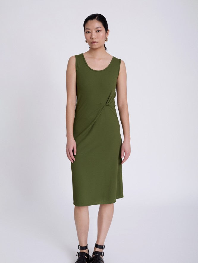 Gathered Dress in Khaki