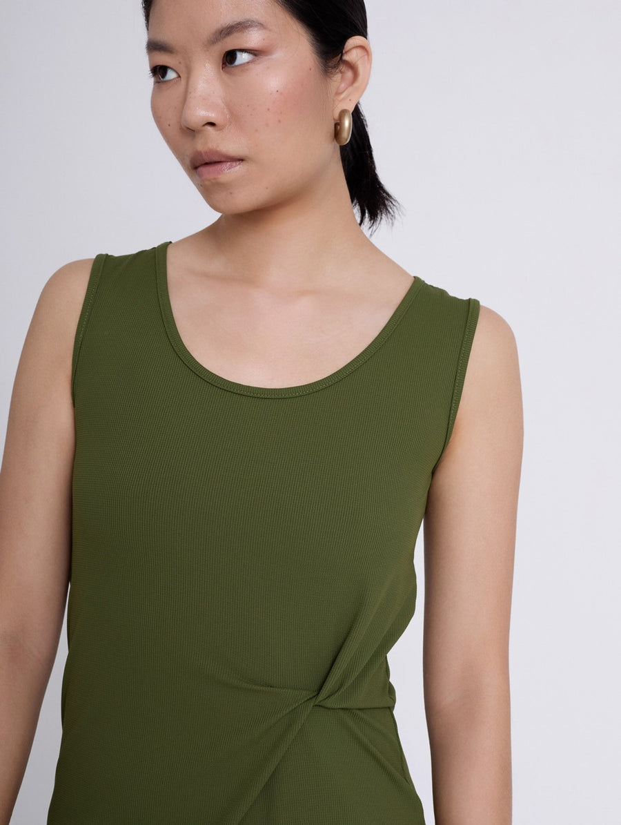 Gathered Dress in Khaki