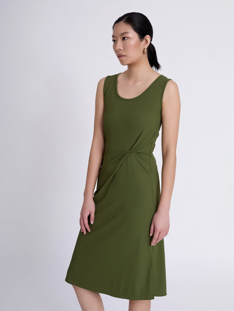 Gathered Dress in Khaki