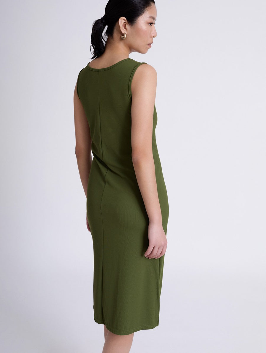 Gathered Dress in Khaki