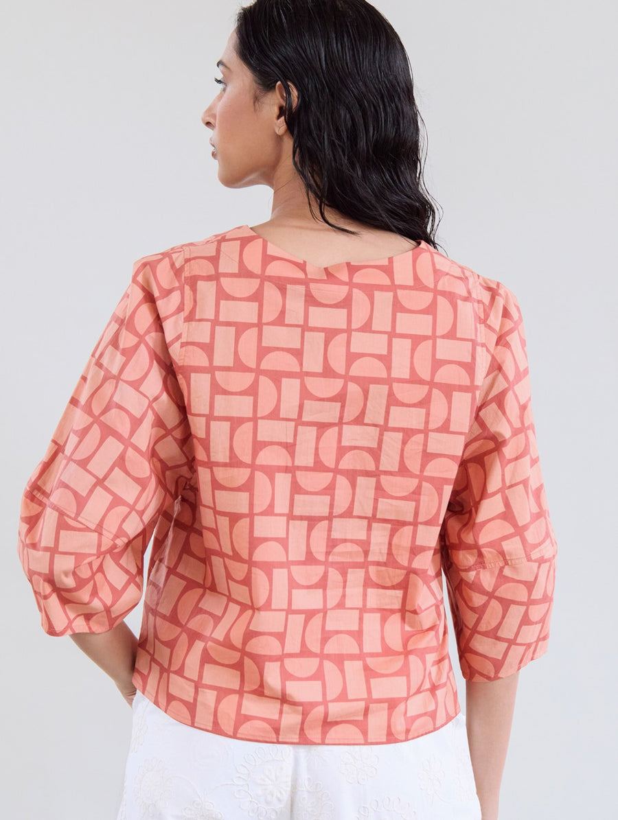 Geometric Print Cotton Shirt