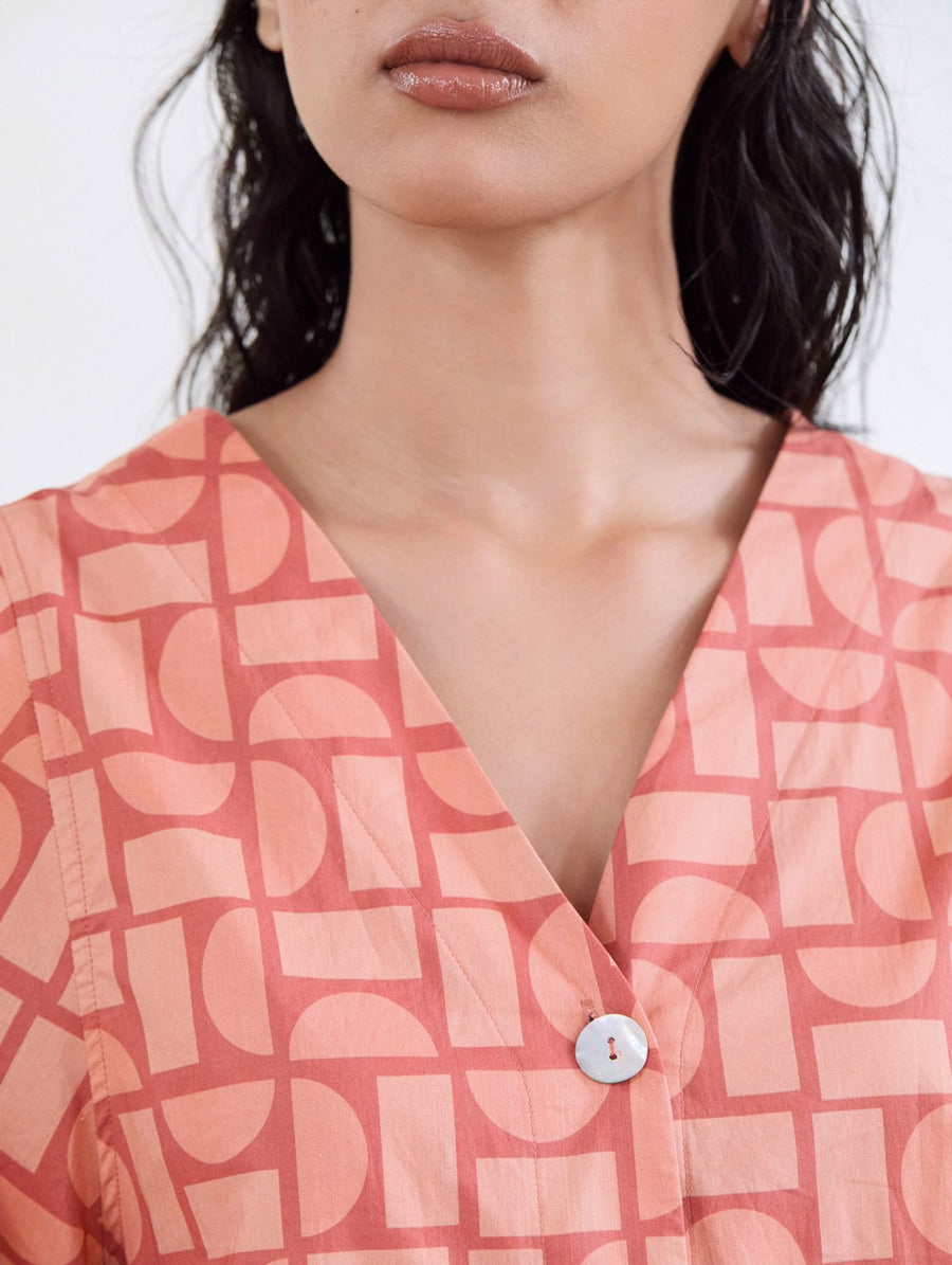 Geometric Print Cotton Shirt