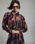 Printed Shirt with Faux Leather Cuffs