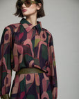 Printed Shirt with Faux Leather Cuffs