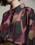 Printed Shirt with Faux Leather Cuffs