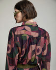 Printed Shirt with Faux Leather Cuffs