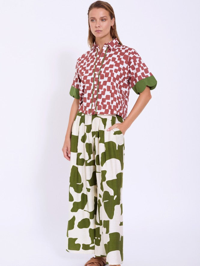 Abstract Print Palazzo Trousers