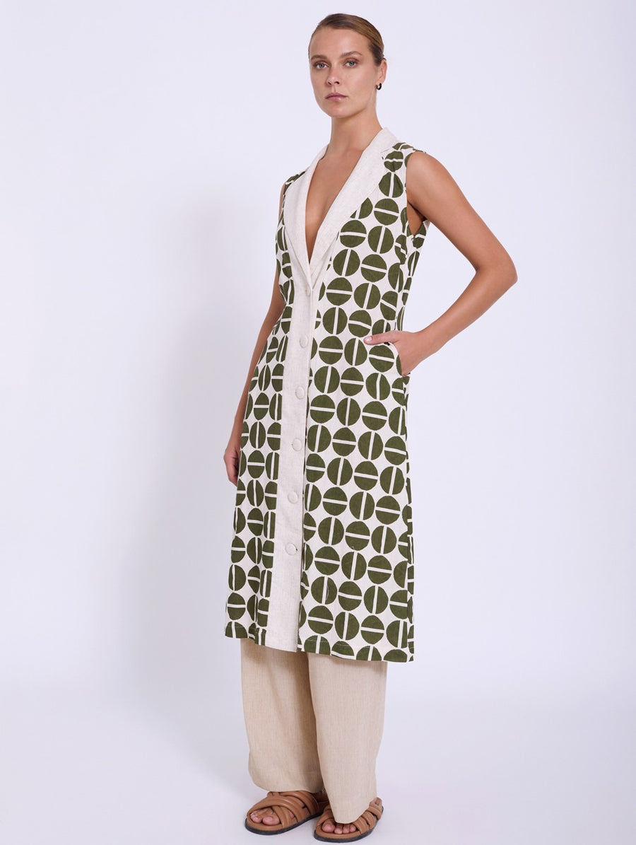 Geometric Print Sleeveless Dress