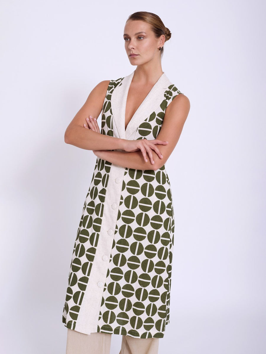 Geometric Print Sleeveless Dress