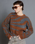 Waved Pattern Jacquard Sweater