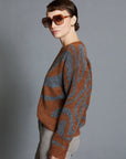 Waved Pattern Jacquard Sweater