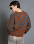 Waved Pattern Jacquard Sweater