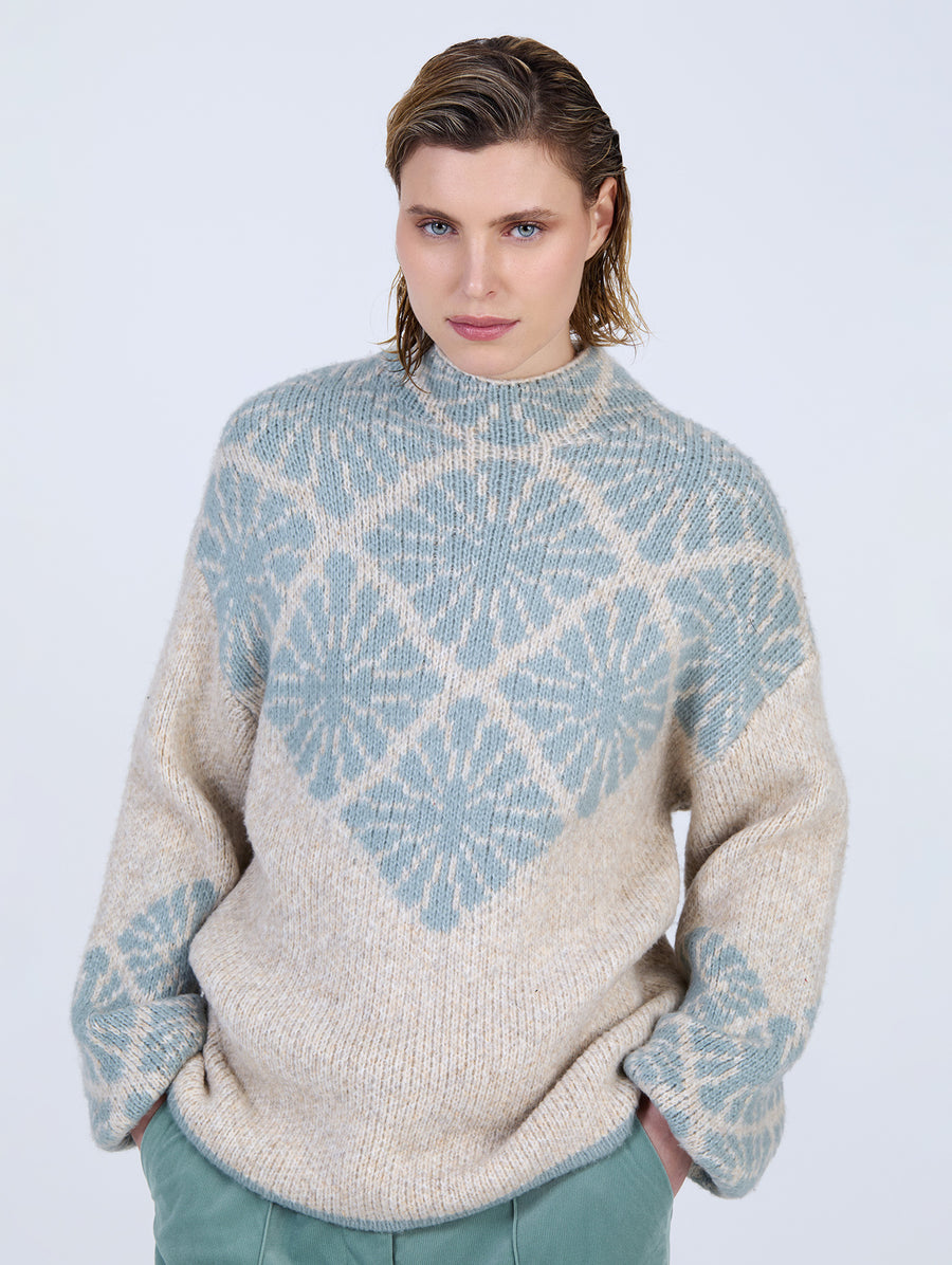 Jacquard Sweater Blue Floral